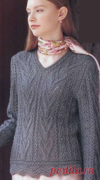 Пуловер с открытой спиной спицами