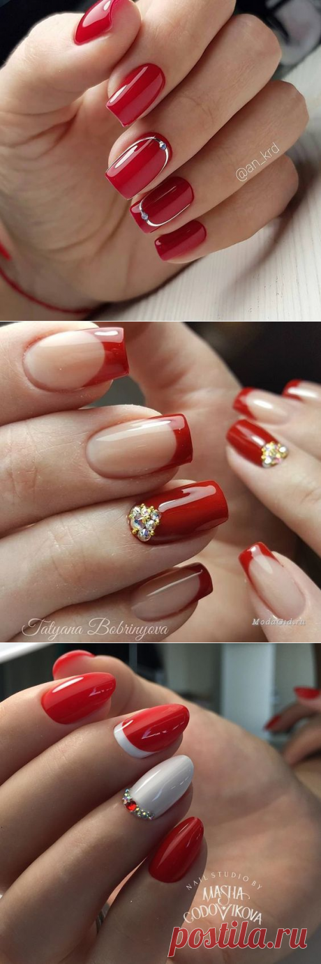 Прекрасное сочетание френча и лунного маникюра