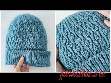 Красивый узор для шапки "Шишечки" / Шапка крючком / Поперечное вязание / Crochet Hat