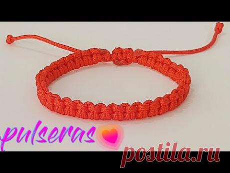 PULSERA HERMOSA MACRAME EN HILO ROJO FACIL Y RAPIDA HACER
