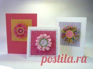 Открытки с цветами из ниток | Волшебная нить