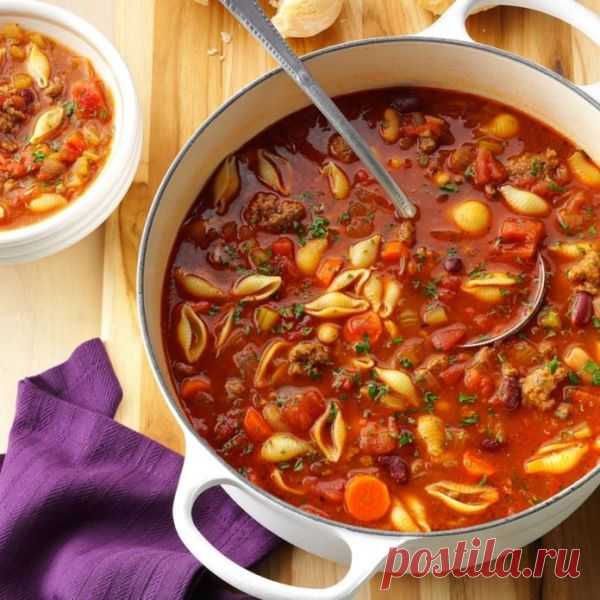 👌 Паста э фаджоли - итальянский суп с макаронами и фасолью, рецепты с фото Вкусный рецепт Паста э фаджоли - итальянский суп с макаронами и фасолью, пошаговый, с фото и отзывами 👍 Суп с макаронами, Итальянский суп, Итальянская кухня, Блюда из говяжьего фарша, Блюда из фасоли