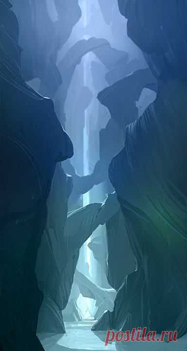 Рисунок. Ущелье. Холодные тона.