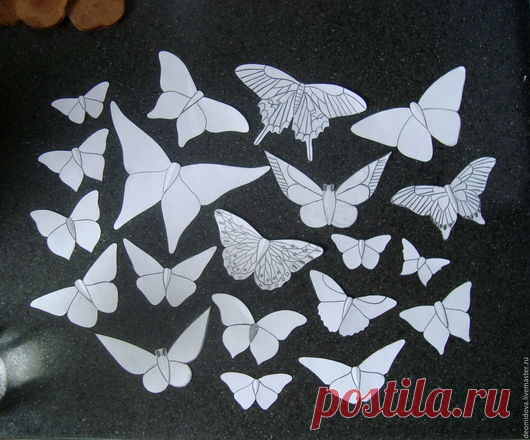 Купить Бабочки - большой набор различных выкроек, 23 шт. - белый, обучающие материалы, выкройки