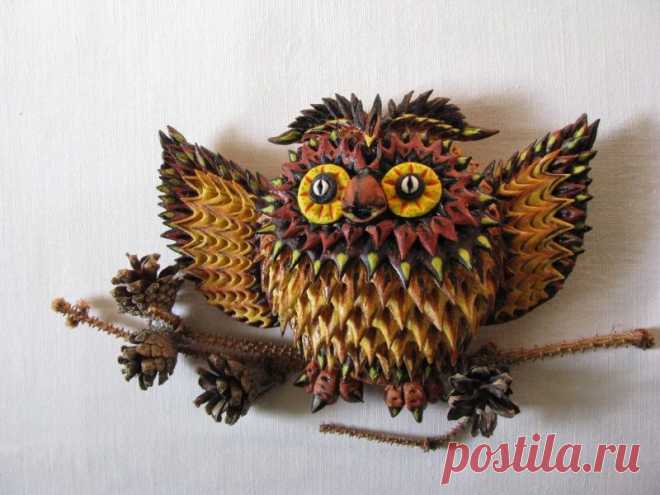 Декоративная композиция с филином | Уроки лепки
