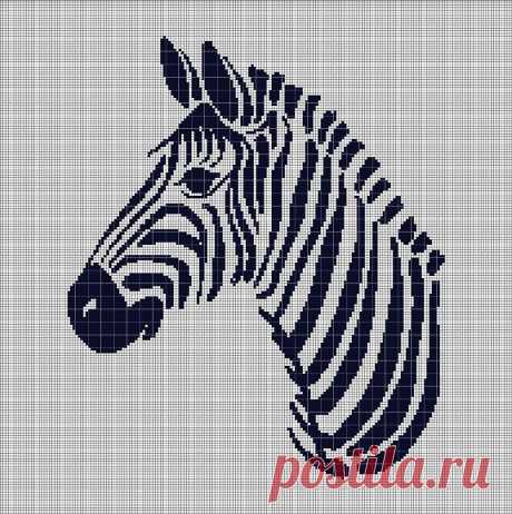 Схема вышивки крестом Силуэт головы зебры в pdf