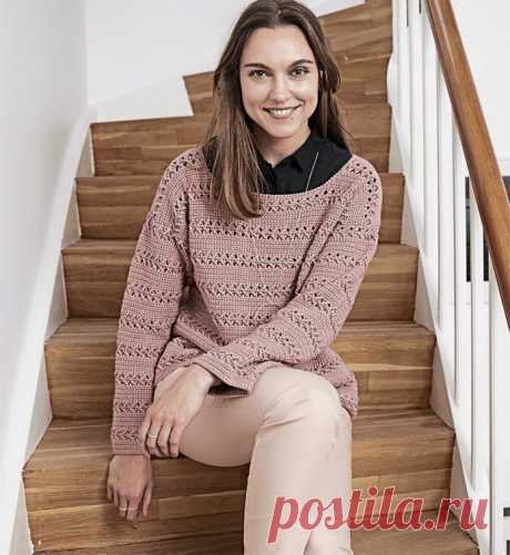 Джемпер крючком с широкой горловиной - Портал рукоделия и моды