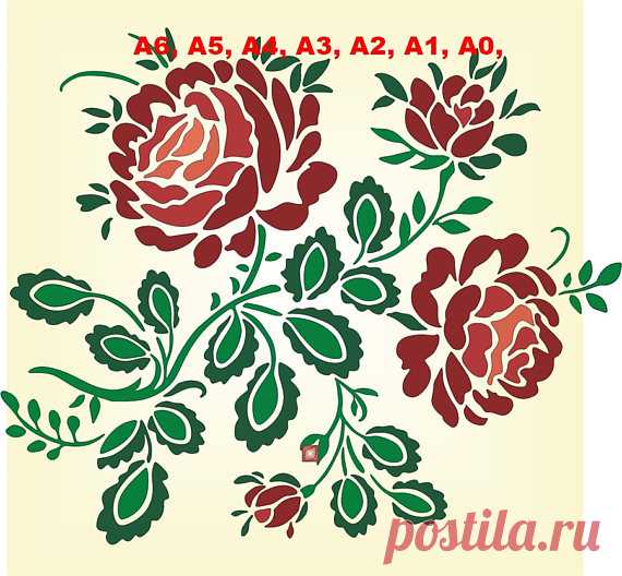 Gran Blousy Retro/Vintage rosas plantilla A5 A4 A3 A2 A1