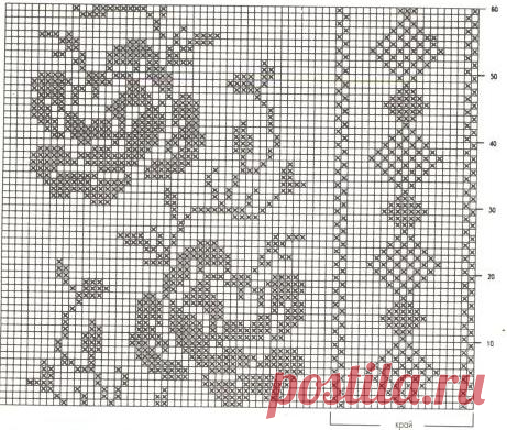 Схемы для филейного вязания Розы Цветы