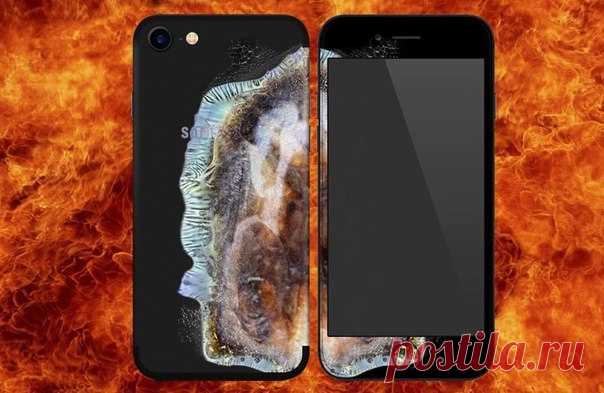 Китайцы тем временем выпустили для iPhone чехол, имитирующий сгоревший Galaxy Note 7 😀 Цена: от $25