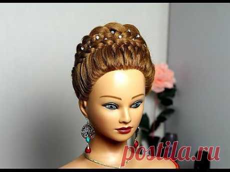 ▶ Прическа с плетением на длинные волосы. Braided hairstyle for long hair - YouTube
