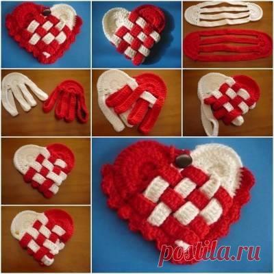 Домашний уют. Сердечки-плетенки крючком. Мастер класс.