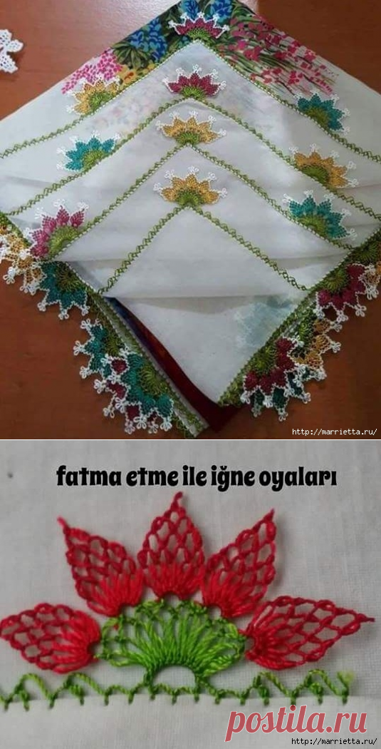 Игольное кружево на носовых платочках