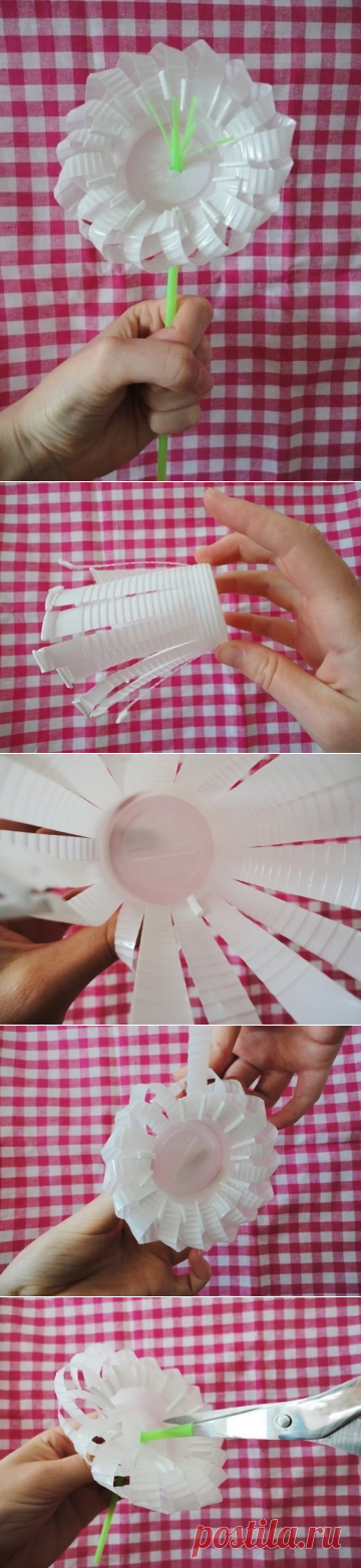 Делаем цветочек из трубочки и пластикового стаканчика - Поделки с детьми | Деткиподелки