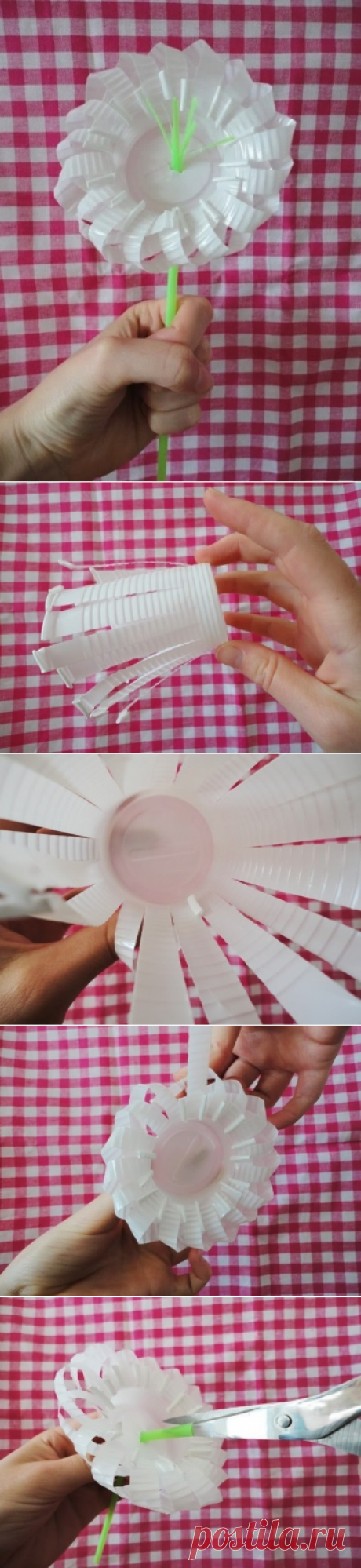 Делаем цветочек из трубочки и пластикового стаканчика - Поделки с детьми | Деткиподелки