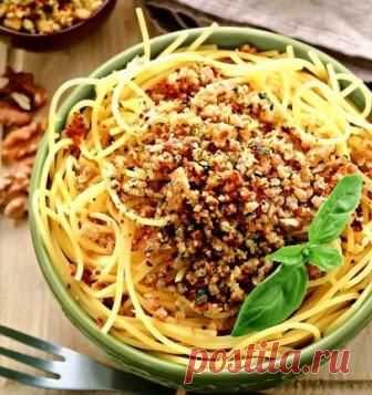 Как вкусно приготовить Спагетти с хрустящей посыпкой