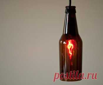 Лампа и подсвечник из пивной бутылки | Своими руками