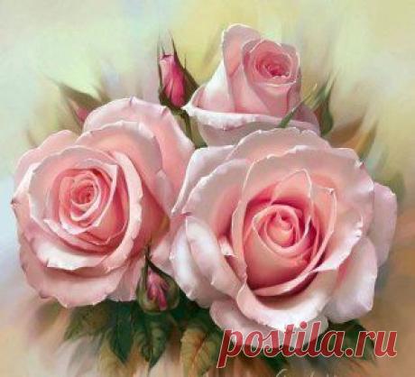 Сочные розы от художника Анны Лакисовой 🌹