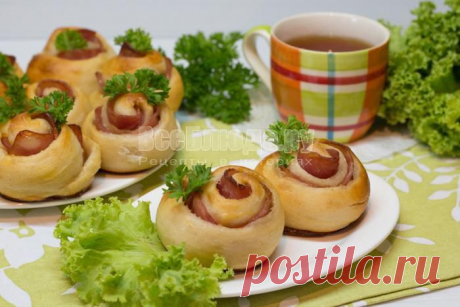 Розочки с колбасой (беконом) из дрожжевого теста, рецепт с пошаговыми фото | Все Блюда