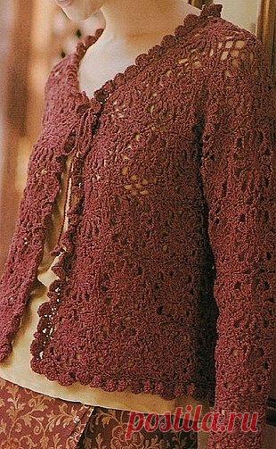 Как связать ажурный жакет крючком