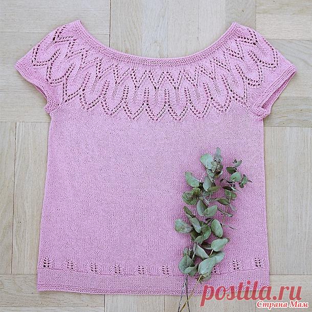 Топ с круглой ажурной кокеткой. Спицы. - ВЯЗАНАЯ МОДА+ ДЛЯ НЕМОДЕЛЬНЫХ ДАМ - Страна Мам