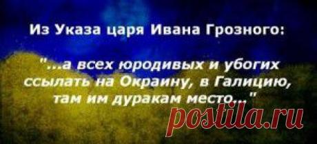 Из указа царя Ивана Грозного «… а всех юродивых и убогих ссылать на Окраину, там им дуракам место»