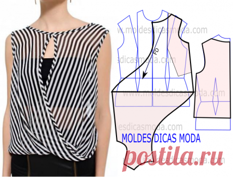 blusa de riscas- Moldes Moda por Medida