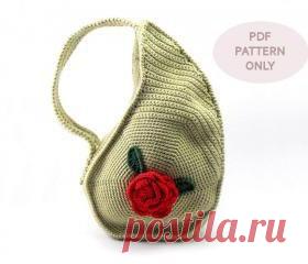 PDF рисунком - уникальный Каплевидной формы мешок крючком сумочке необычный узор вязания крючком сумочке цветочный узор на Luulla