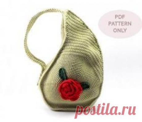 PDF рисунком - уникальный Каплевидной формы мешок крючком сумочке необычный узор вязания крючком сумочке цветочный узор на Luulla