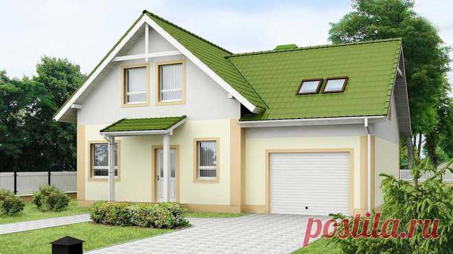 Дом 9,5х12 м, с мансардой, гаражом и множеством спален, площадью 140 кв.м.