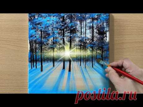 Snowy Morning / Acrylic painting for beginners / STEP By STEP #176 / 눈내린 아침 아크릴화