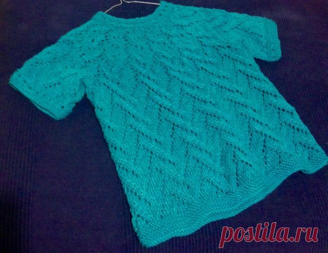 Бирюзовая обновка - джемпер спицами