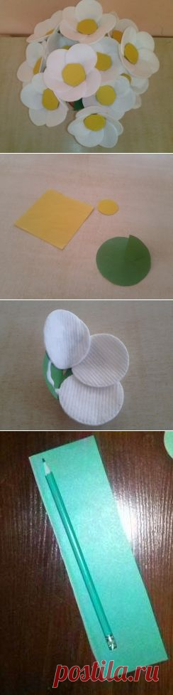 Цветочки из ватных дисков - Поделки с детьми | Деткиподелки