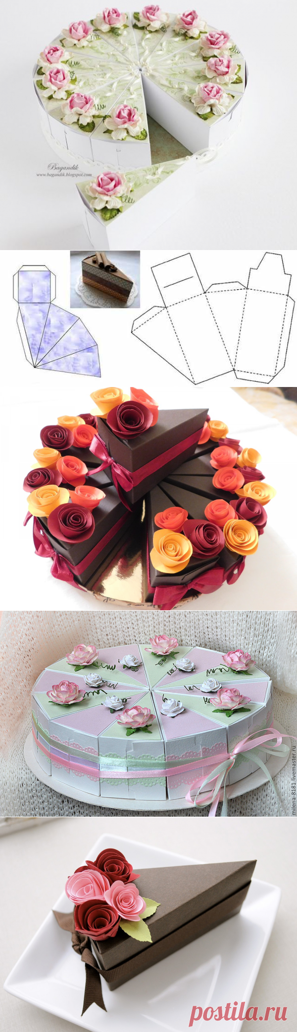 Подарочные коробочки в виде кусочка торта: схема — Сделай сам, идеи для творчества - DIY Ideas
