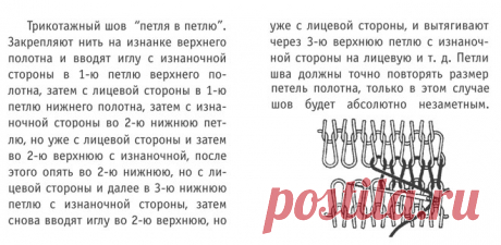 Трикотажный шов &quot;петля в петлю&quot; - Обозначения и инструкции - Вязание спицами - Каталог статей - Вязание спицами и крючком