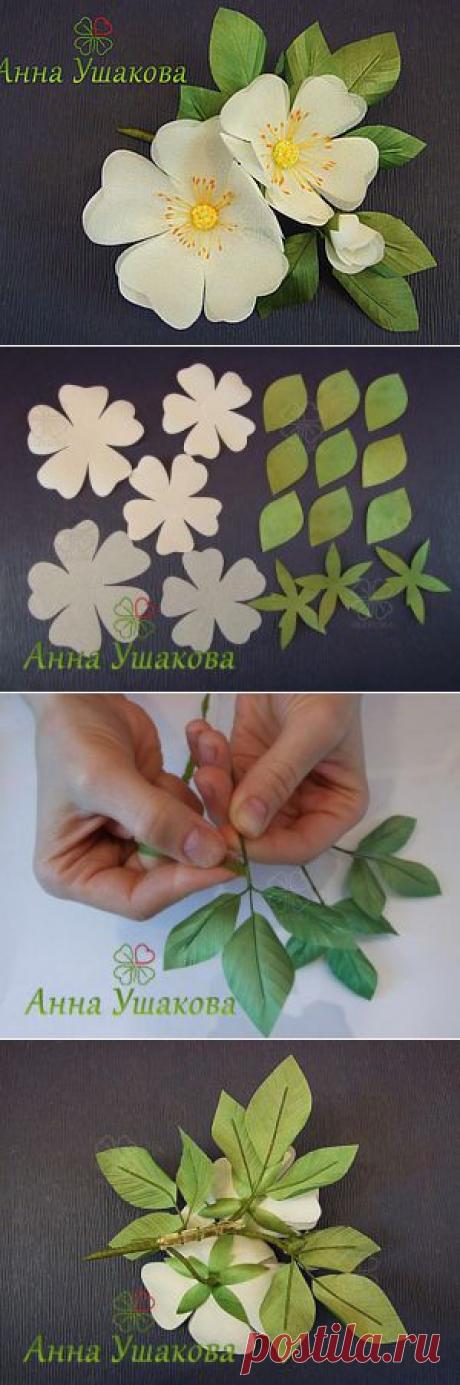 Веточка шиповника из натурального шелка. Брошь - цветок. - Ярмарка Мастеров - ручная работа, handmade