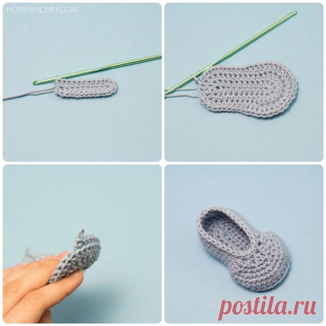 Вязаные крючком пинетки «Мышки»