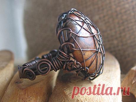 Медное кольцо с кабошоном - Ярмарка Мастеров - ручная работа, handmade