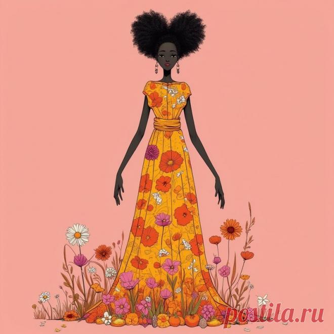 Африканская женщина в стиле минимализма: яркие цветы и скульптурные детали. Картинка из нейронной сети Flux.1 - Flux.1 примеры промтов - Форум ИИ о нейросетях - Yes Ai