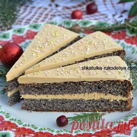 Торт с маком и орехами. Маковый торт со сгущенкой