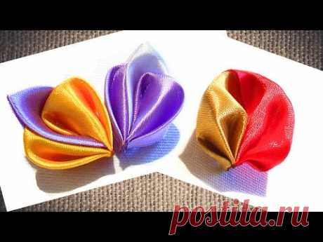 Лепестки канзаши для цветов из лент / Kanzashi flower petals tutorial