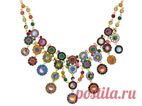 Multicolor Crystal Antiqued Gold Tone Statement Necklace - OPJ1231 | JTV.com