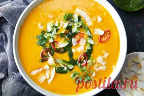 Sweet potato and carrot soup with coriander oil