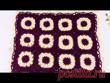 Cuadrado para Colchas, Cojines y Manteles tejidos a crochet - YouTube