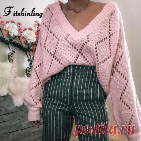 Свитер с V образным вырезом, схема вязания с описанием