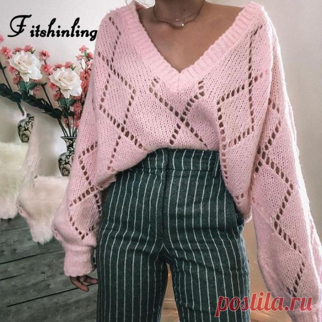 Свитер с V образным вырезом, схема вязания с описанием