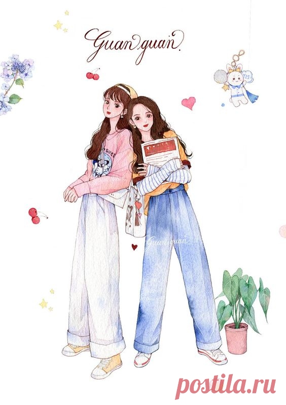 少女水彩手绘穿搭_官官an__插画师作品_涂鸦王国gracg.com