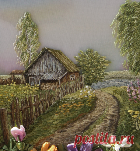 A spectacular landscape in ribbon embroidery | Di van Niekerk