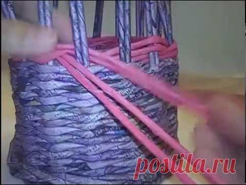 Узор НАСТИНА КОСА. Плетение из газетных трубочек.