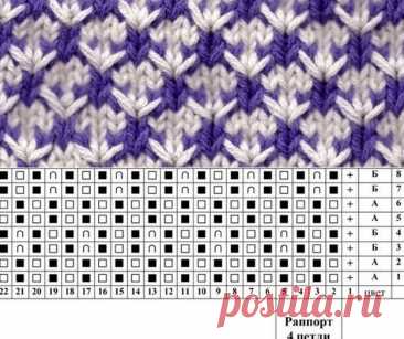 Двухцветные узоры спицами: схемы, фото, видео